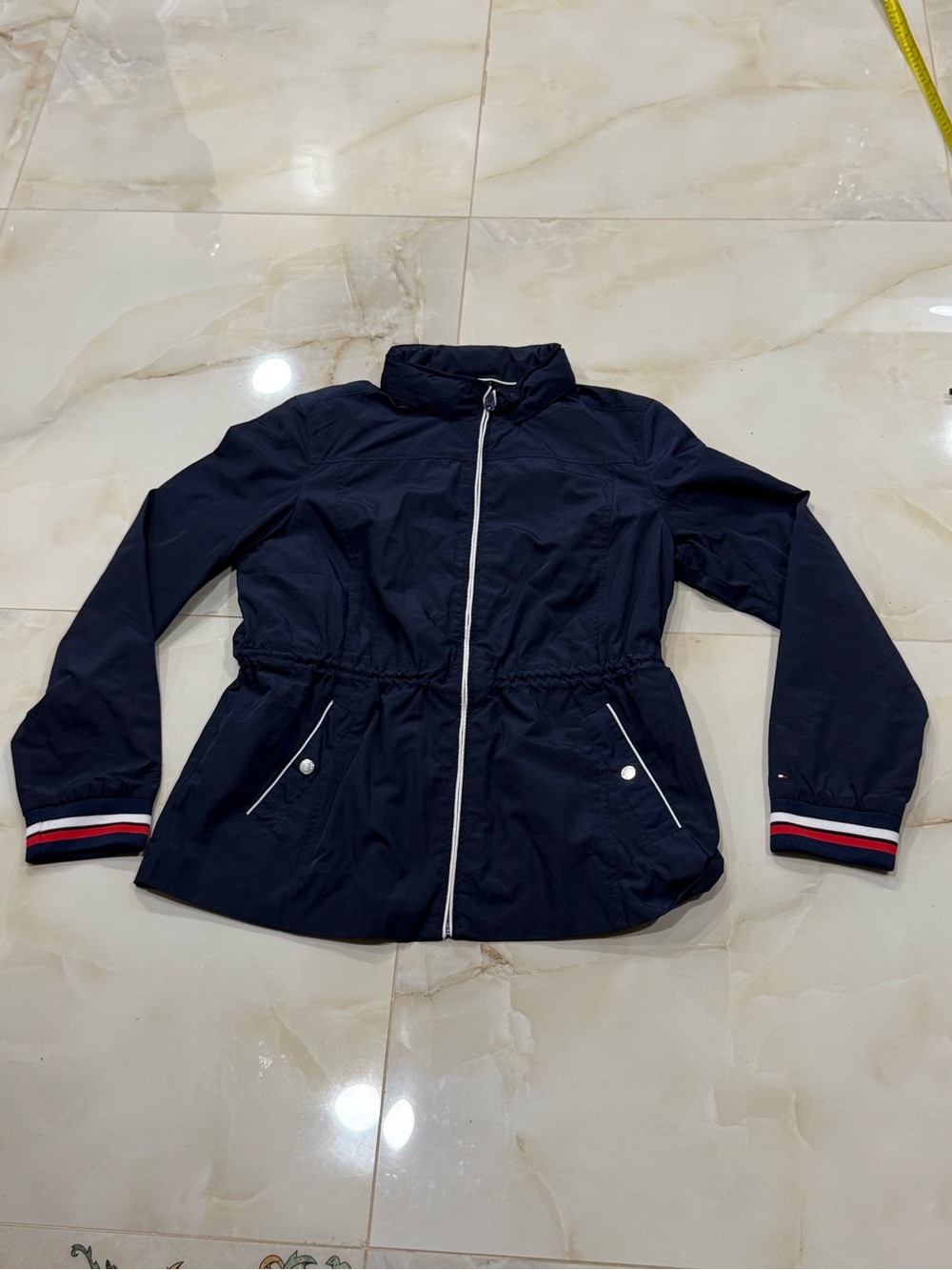 Tommy Hilfiger Black Mesh-Lined Jacket with Subtle Red Accent